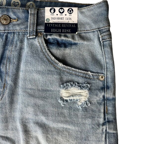 Rewash Vintage Revival High Rise Distressed Denim Dad Shorts Size 13/26 New - Picture 4 of 12